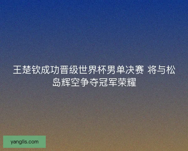 王楚钦成功晋级世界杯男单决赛 将与松岛辉空争夺冠军荣耀